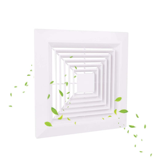 White 1 Piece (9 “x 9 ”Inch) Bathroom Exhaust Fan Cover with Spring, Square Ceiling or Wall Mounted Exhaust Fan, Ceiling Fan, Grille, Air Diffuser, Diverter Ventilation Hood, Replacement Accessories