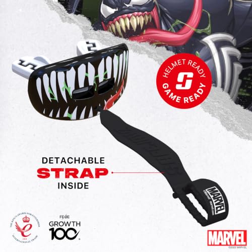 Venom Lip Guard - Breathable Mouth Guard with Detachable Strap for Football & Lacrosse