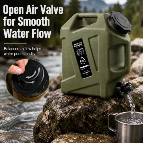 Aurarock 3.2 Gallon BPA-Free Water Jug with Rotatable Spigot – Green, 3.2 gal