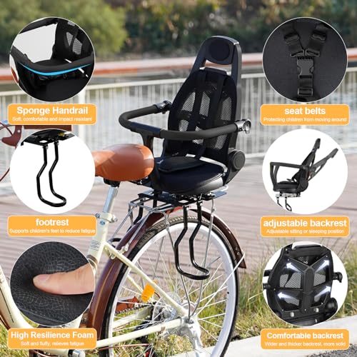 Rear Child Bike Seat - Adjustable Backrest for Ages 1-3