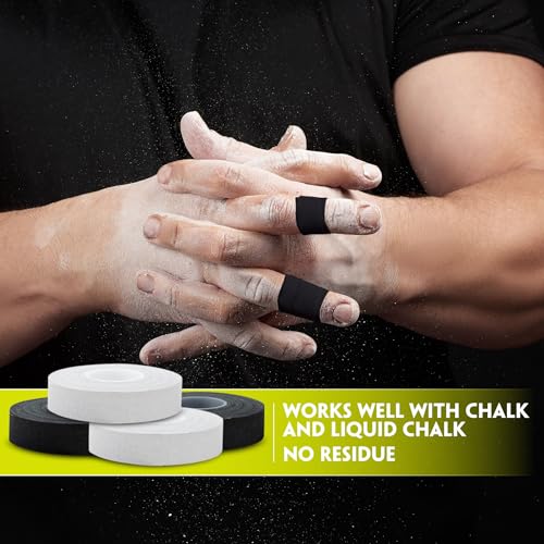 Athletic Finger Tape - 2 Pack, 0.5" x 45 Ft, Black & White | Residue-Free, Skin-Friendly Compression for BJJ, MMA, Grappling