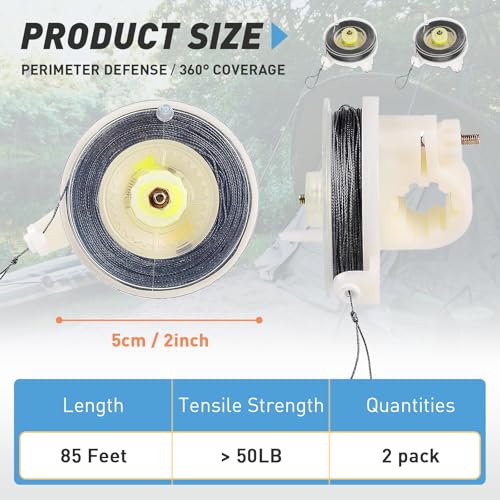 Kevlar Trip Wire Alarm Device - 85ft Reusable Reel, 2 Pack