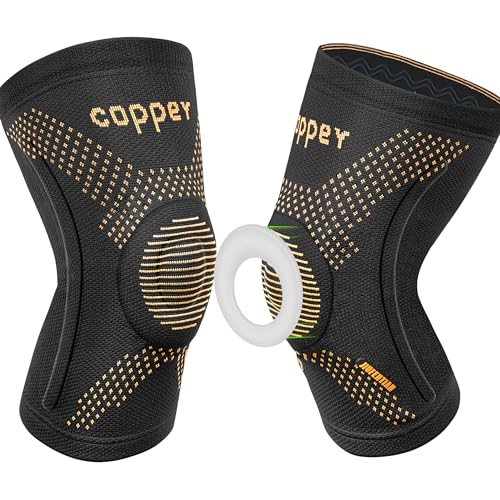 JIUFENTIAN Pro-Copper Large Knee Braces 2 Pack with Side Stabilizers