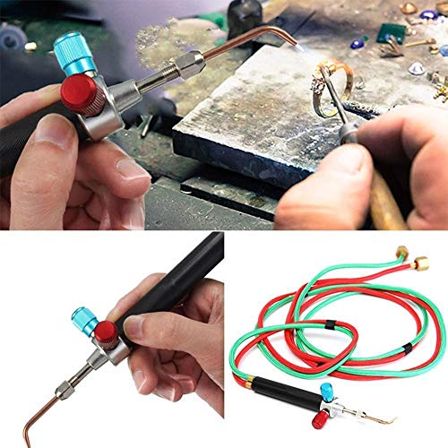 Mini Oxygen Torch Kit, Micro Oxygen Acetylene/Butane Gas Welding Torch with 5pc Tips for Jewelry Repair