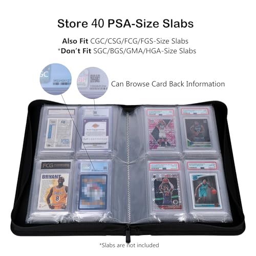 Rayvol PSA Slab Binder Black – Holds 40 PSA-Sized Graded Cards with 4-Pocket Pages