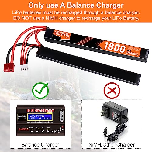 11.1V 1800mAh Airsoft Nunchuck Split Pack LiPo Battery - T-Plug