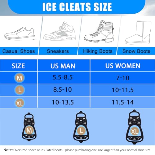 Ice Cleats for Shoes & Boots - XL (Women 11.5-14/Men 10-13.5)