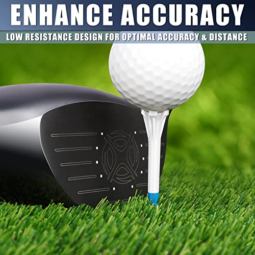 CHAMPKEY White 3-1/4 Inch Golf Tees 100 Pack - Longer Distance & Stability