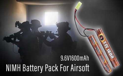 Lancer Tactical Airsoft RC Battery Charger and 9.6V NiMH 1600mAh x2 Rechargeable Butterfly Battery Pack with Mini Tamiya Connector for AEGs