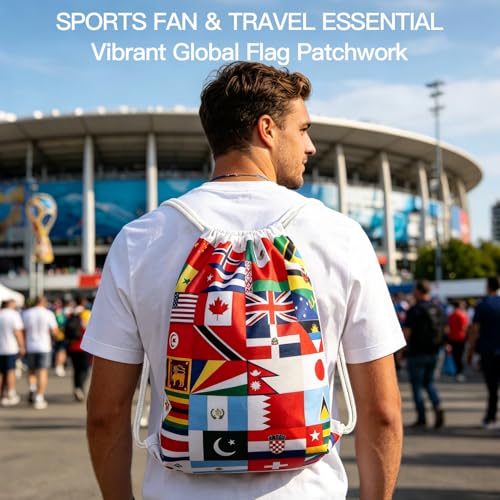 World Cup 2026 Drawstring Bag - Global Flags Design