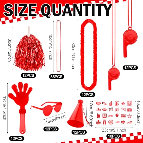 Soulchen 360 pcs Red Spirit Party Accessories Pack - Cheerleader & Noisemaker Set