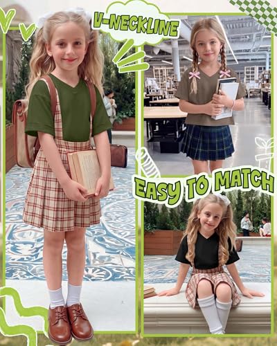 Girls' V-Neck Crop Tops - 3 Pack, Short Sleeve, Various Sizes
