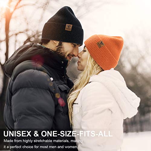 Beanie Hat for Men and Women - Slouchy Knit Winter Cap - Black