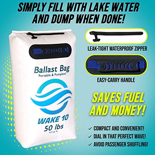 WAKE 10 Boat Ballast Bag, 50 lb, Portable Pumpless Wakeboarding & Wakesurfing