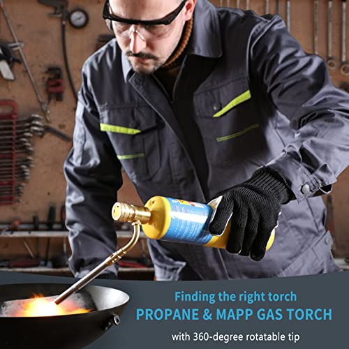 Propane Mapp Gas Torch Head 360¡Æ Rotatable Nozzle, Plumbing Torch Flame Adjustable Fuel by Propane Mapp Map-Pro Canisters, High Intensity, Brass Pressure Regulator