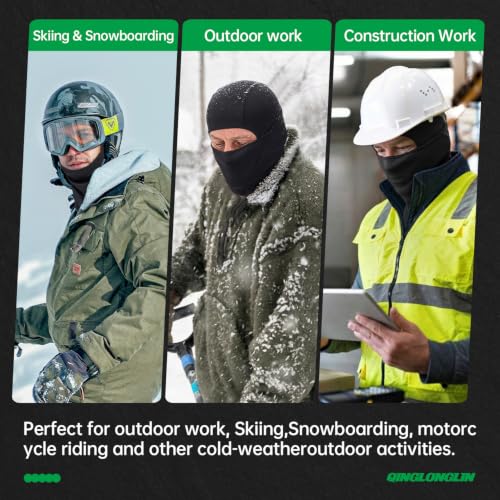 QINGLONGLIN 3-Pack Black Mesh Ski Masks Balaclavas Lightweight Breathable Winter Gear