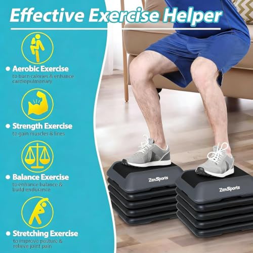 Aerobic Stepper Platform with Adjustable Height - Black-Grey