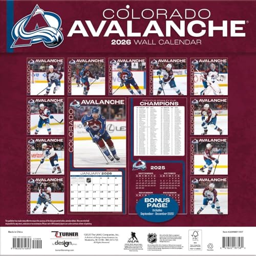 Colorado Avalanche 2026 Wall Calendar - 12x12 Full-Color Photos