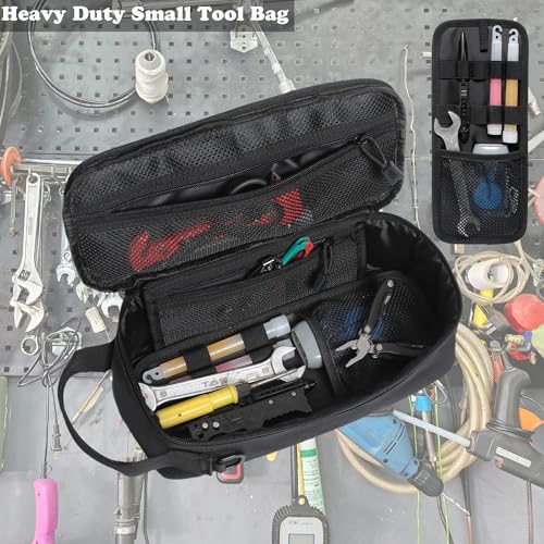 12-Inch Heavy Duty Small Tool Bag with D-Ring Clip,Flag Patch&Shoulder Strap - Small Tactical Molle Zipper Tool Bag,EDC Storage Tool Bags for Men,Multipurpose Utility Work Organizer Bag