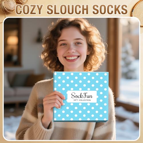 Long Slouch Socks for Women - Light Blue, Green & Purple