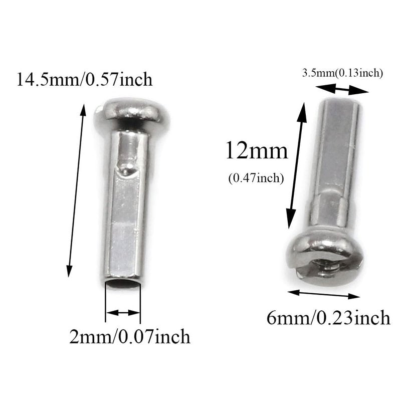 Meuey Lyot Stainless Steel Spokes 260mm/10.2 Inch Bicycle Spoke 14G MTB Bike Spokes Mountain/Road Bikes with 14mm Spoke Caps 36PCS