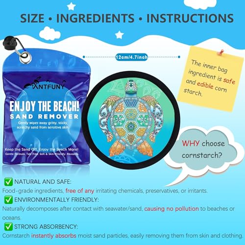 Antfuny Green Sea Turtle Sand Remover Mitt for Beach Cleanup - Family Beach Accessory