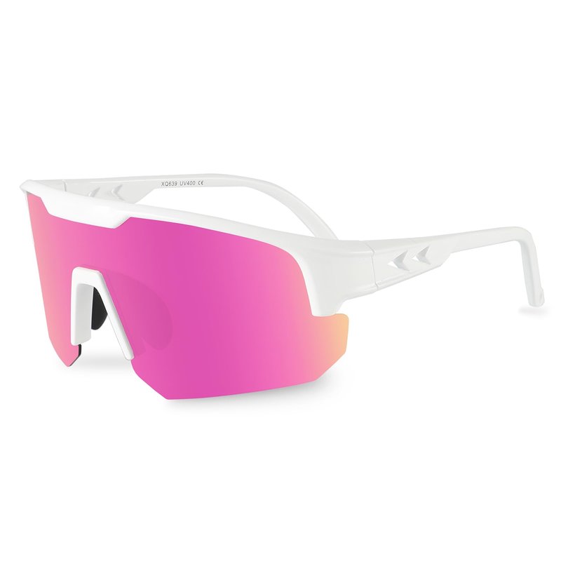 OULAIQI Polarized Sports Baseball Sunglasses, TR90 Lightweight Material, UV400 Unisex Cycling Glasses For Youth and Adults (WhitePink)