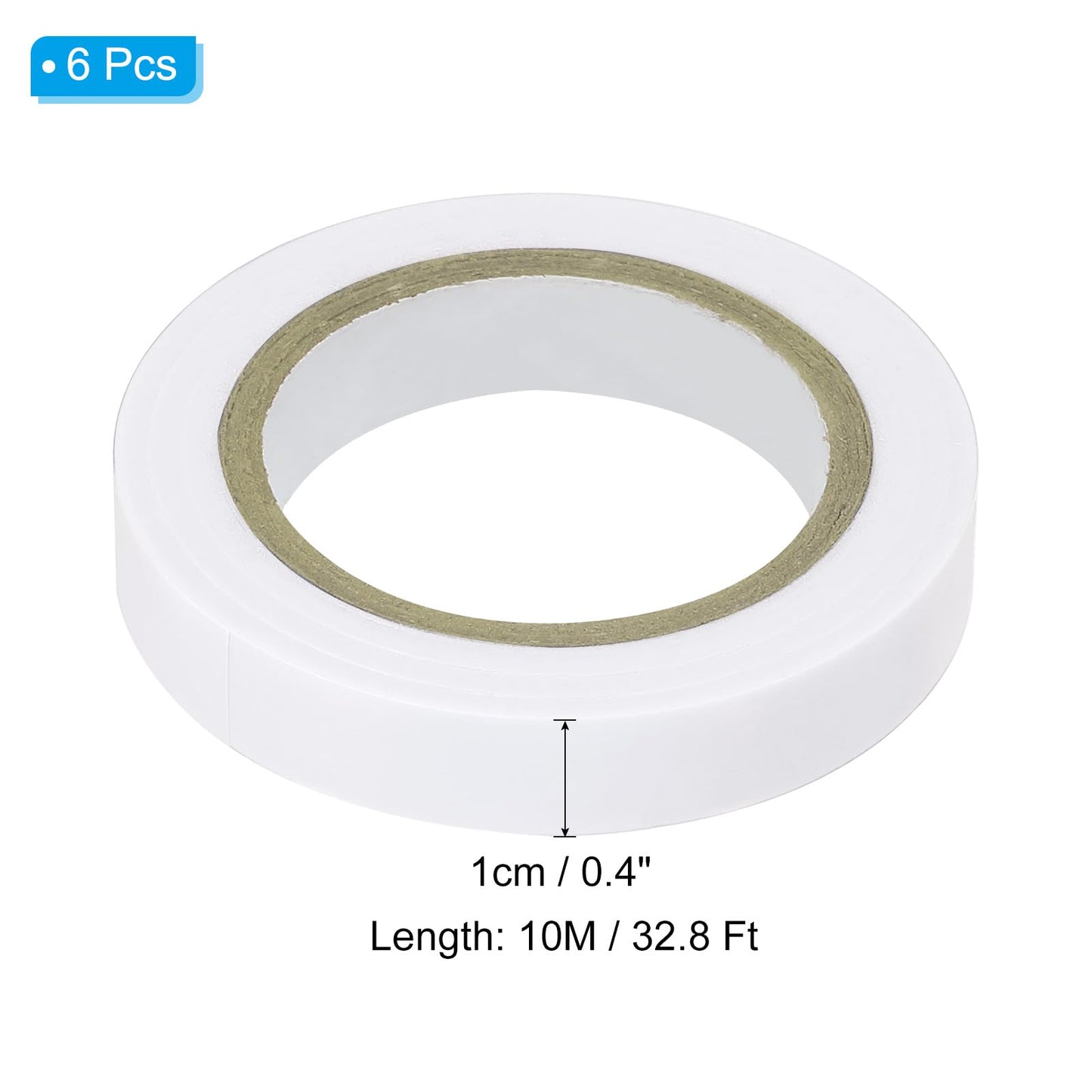 PATIKIL 32.8Ft Grip Finishing Tape, 6 Pack PVC Racquet Finishing Tapes Racket Accessories Sticky Seal for Tennis Badminton, White