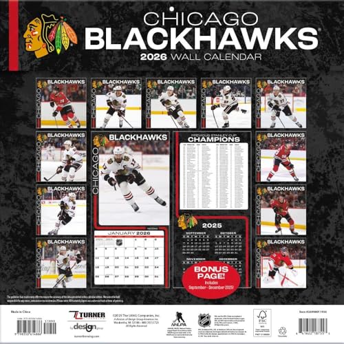 Chicago Blackhawks 2026 Wall Calendar - 12x12 Team Photos