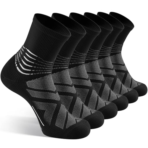 IRAMY Large Black Compression Ankle Support Crew Socks 3-Pack for Men Women