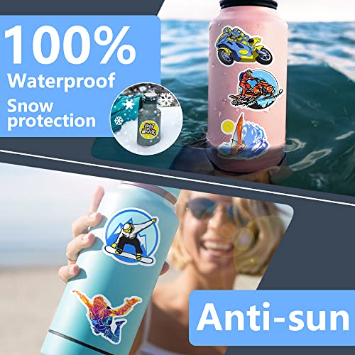 Extreme Sports Stickers Pack for Boys - 50 Waterproof Vinyl Stickers