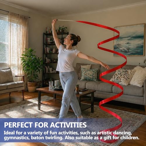 Dance Ribbons Streamers - 6.6Ft Unisex Kids' Gymnastics Wands - Multicolor