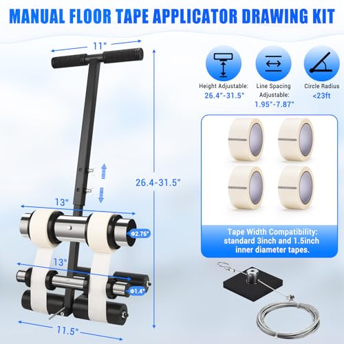 Adjustable Basketball Court Line Tape Applicator - Silver+Black