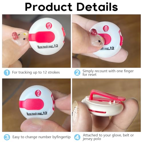 Golf Score Counter - Mini Stroke Tracker with Clip - Pink Tones