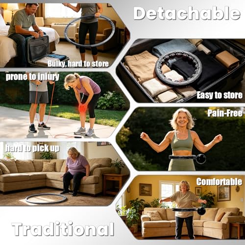 Weighted Hula Infinity Fitness Hoop - 26 Detachable Knots - Black