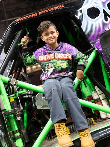 Monster Jam Grave Digger Toddler to Big Kid Fleece Hooded Sweatshirt - Edge-to-Edge Graphics