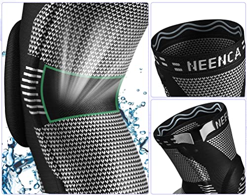 NEENCA Professional Knee Brace Support for Men & Women, Black, Large, Pack of 2