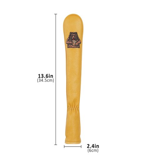 LZFAN Golf Alignment Stick Cover - Leather Holds at Least 2 Sticks, Club Protector with Beer Bear Embroidery
