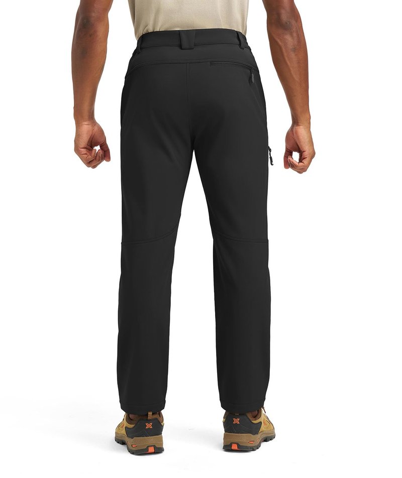 YSENTO Men's Insulated Snow Ski Pants Waterproof Winter Fleece Lined Softshell Hiking Cargo Pants Zipper Pockets Black 34