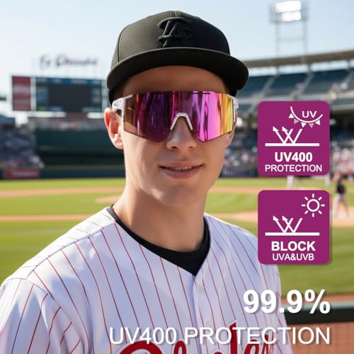 Lightweight Sports Sunglasses UV400 - Pink | Impact-Resistant & HD Lenses for Running, Cycling, Golf