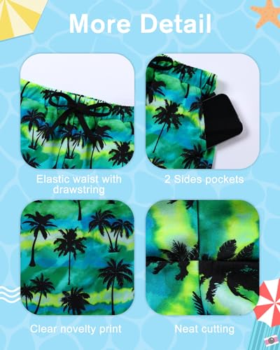 Boys Swim Trunks with Compression Liner - Palm Tree, 5-6 Years