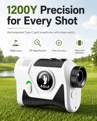 Golf Range Finder with Slope Switch - 1200 Yards, 7X Optics