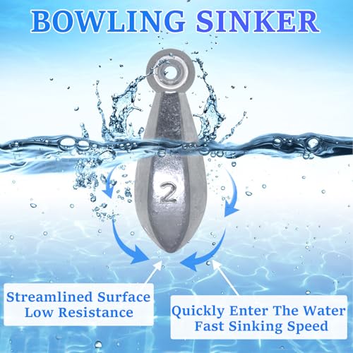 1oz Fishing Bullet Sinkers - 10pcs Durable Fishing Weights