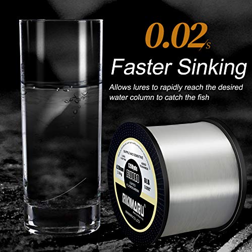 Fluoro Fishing Line - 100% Soft Fluorocarbon, 6 lb, 300 yds, Clear