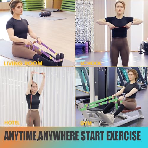Resistance Bands Set - Natural Rubber, 10-125LBS for Home & Gym Workouts