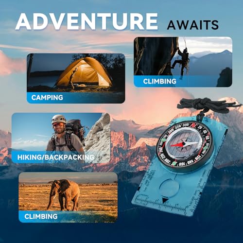 Military Precision Navigation Compass for Hiking and Camping - Blue