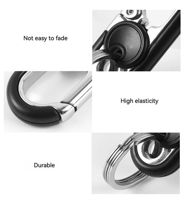 Stainless Steel Car Keychain for Men - 2 Pack, Black