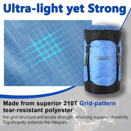 Frelaxy Compression Sack Blue Medium – 40% More Space for Sleeping Bags
