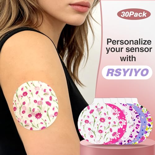 30Pack Waterproof Libre 3 Plus Sensor Covers - Floral Fantasy, Easy-Peel Backing