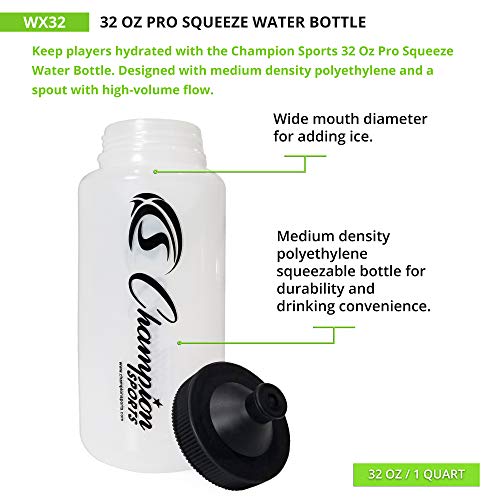 Squeeze Water Bottle - 32 Oz Durable Sports Hydration Bottle